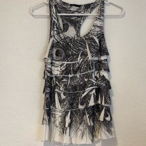 Black and white peacock tank top